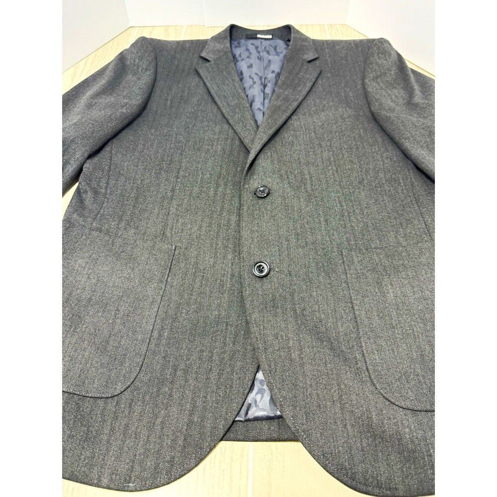 Murano Gray Herringbone 2-Button Notch Lapel Slim Blazer Sport Coat Size L
